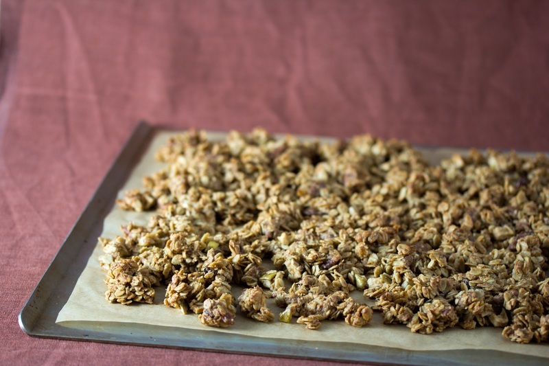 Remove the granola from the oven and let it cool