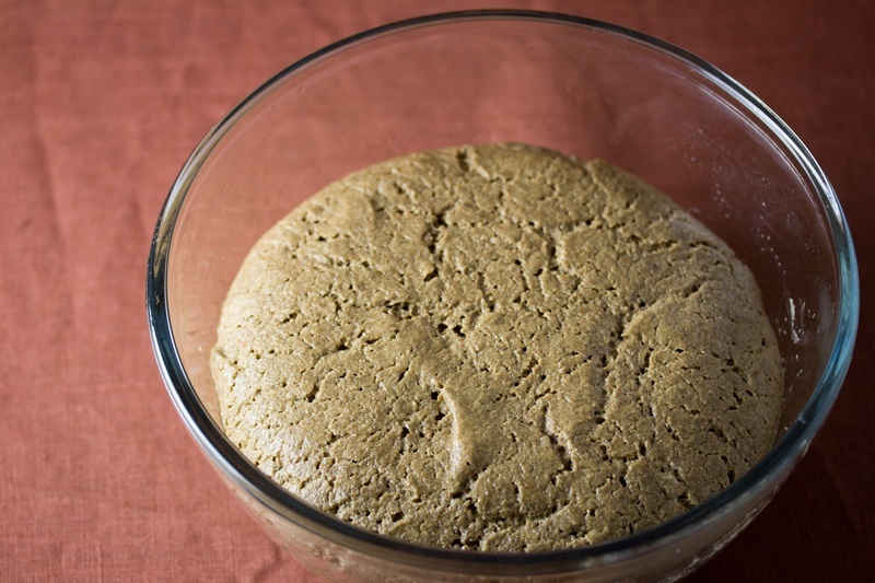 Let the rye dough rise until it's doubled in size