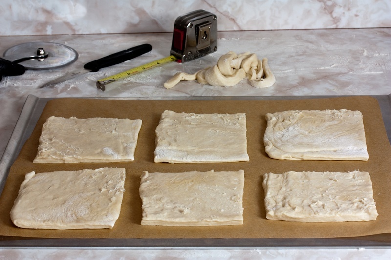 Place 6 squares on each baking sheet