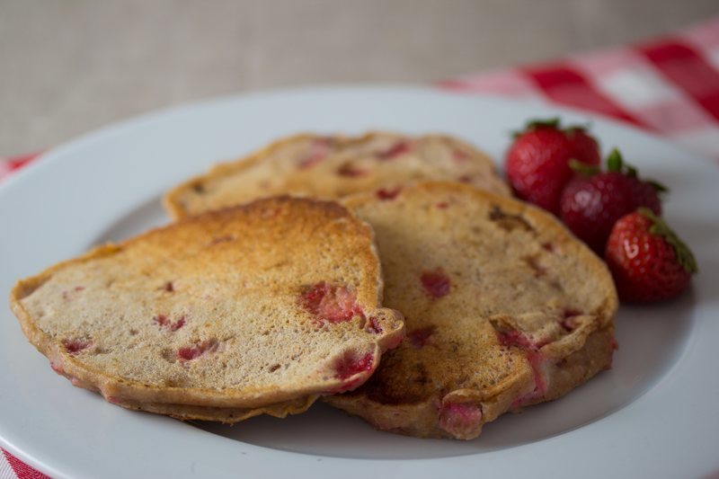 Vegan Strawberry Rhubarb Pancakes