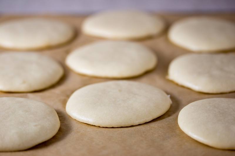 Vegan black and white cookies before icing