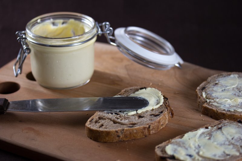 Spreadable Vegan Butter on bread